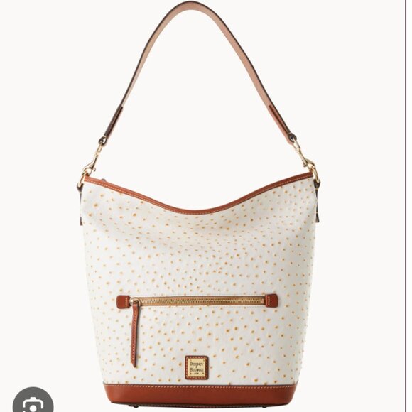 DOONEY & BOURKE - Hobo Handbag in Bone Italian Leather Ostrich NEW $468 msrp - Picture 1 of 12